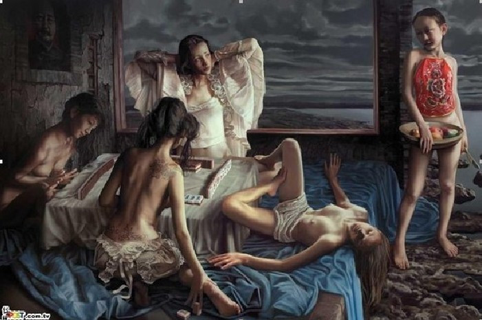 四个裸女打麻将!一幅油画居然蕴藏这么多意思......