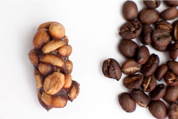 d经过麝香猫消化的咖啡豆（左）和咖啡原豆.jpg
